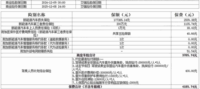 车险报价2024价格明细_车险报价2024费用一览表